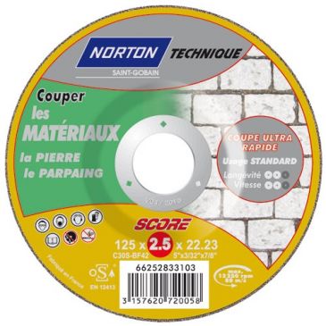 Accessoires et consommables outils éléctriques Disques à tronçonner matériaux - NORTON