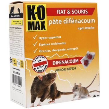 Anti-nuisible rats, souris - Pat'appât prévention+poste d'appâtage120g  Caussade